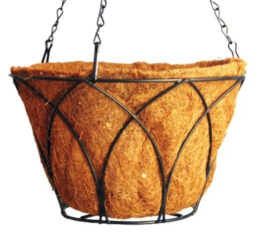 Flat Bottom Lotus Design Hanging Basket with Coco Liner 14 "