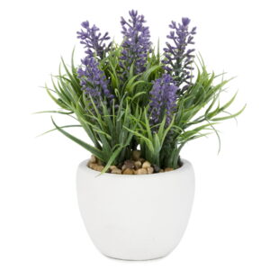 Lavender Bunch in White Pot