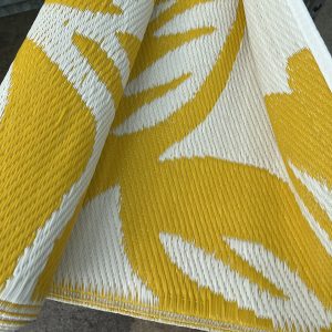 Outdoor Rug – Polyweave - Yellow and White Leaves- 2 sizes available