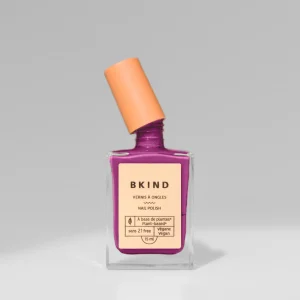 Aries nail polish - a purple colour displayed in square nail polish container with cap seperated