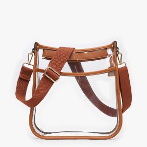 Jen & Co Stadium Bag - Posie clear crossbody with Vegan Leather (available in three colours)