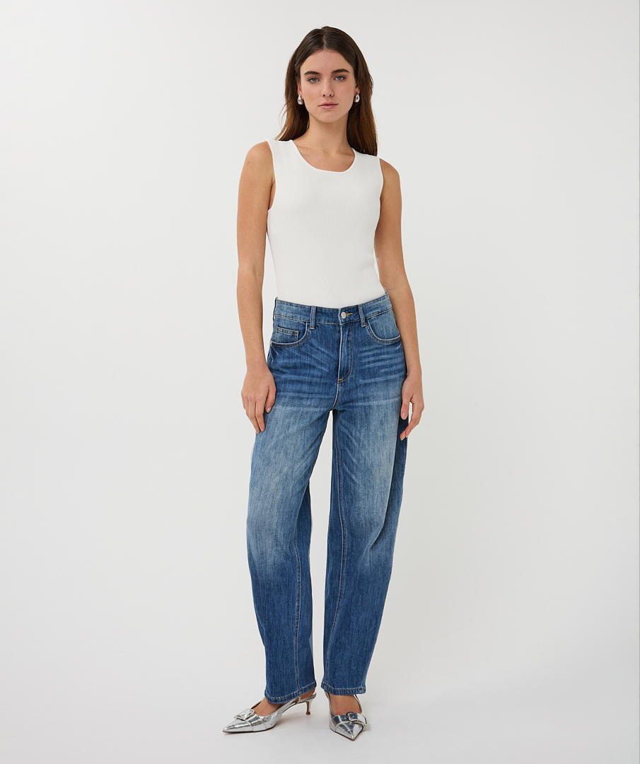EsQualo Trousers Jeans Barrel Fit (Blue)