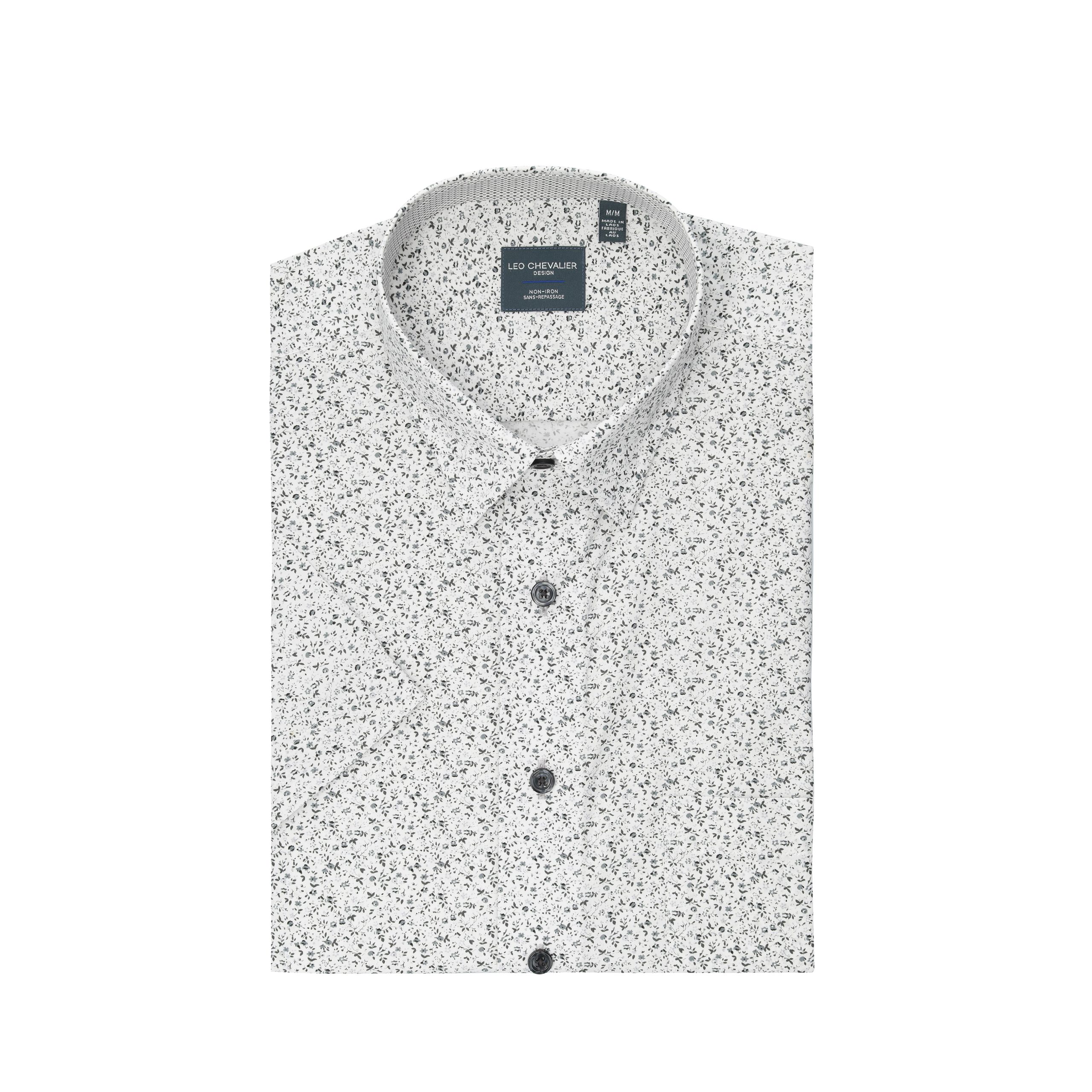 Leo Chevalier Print SS Non Iron Sport Shirt (Grey)