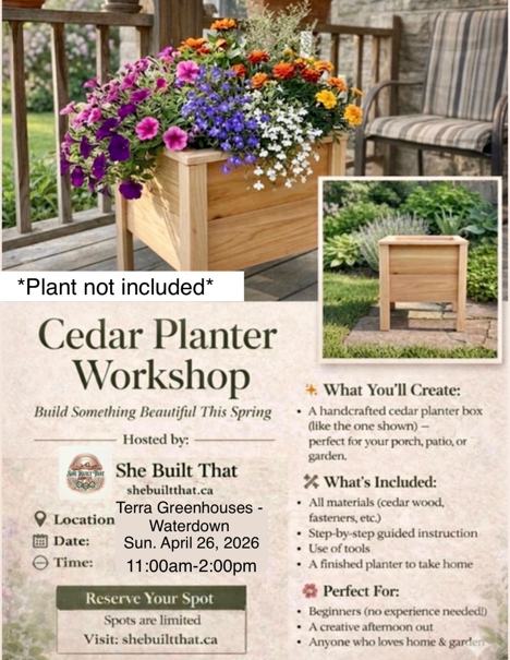 SOLD OUT Cedar Planter Workshop at TERRA Waterdown