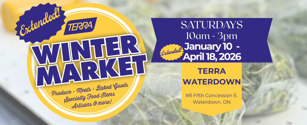 Image advertising the TERRA Winter market running until April 18, 2026