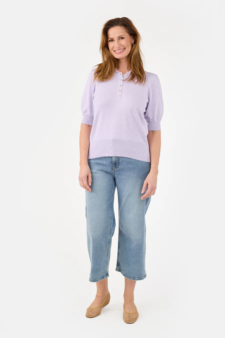 Jensen Short-Sleeve Polo Pullover (Violet)