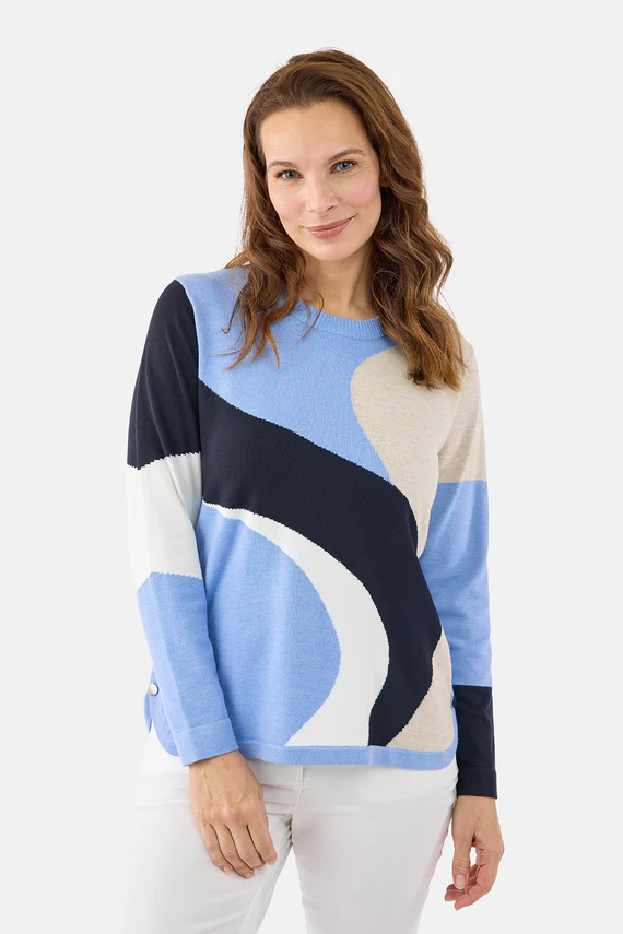 Brandtex Multicolour Sweater (Light Blue)