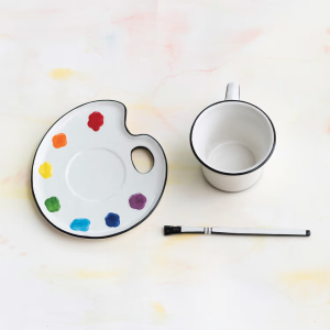 Dolomite Plate w/Teacup & Brush