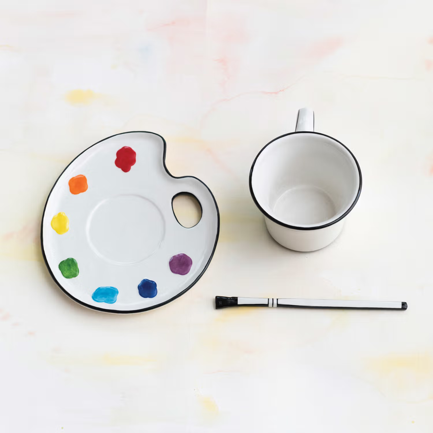 Dolomite Plate w/Teacup & Brush