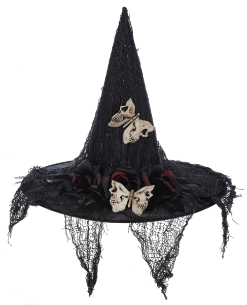 Black Hat with Black Flowers