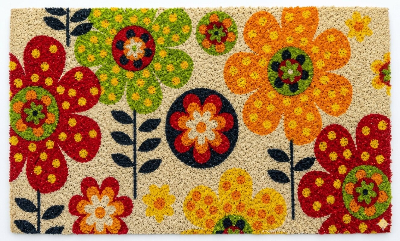 Retro Flowers Mat 18x30"