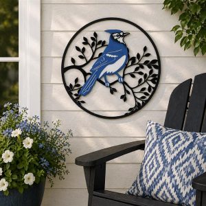 Blue Jay Circle Laser Cut