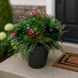 Mixed Planter (Artificial) - Pink & Red Flowers