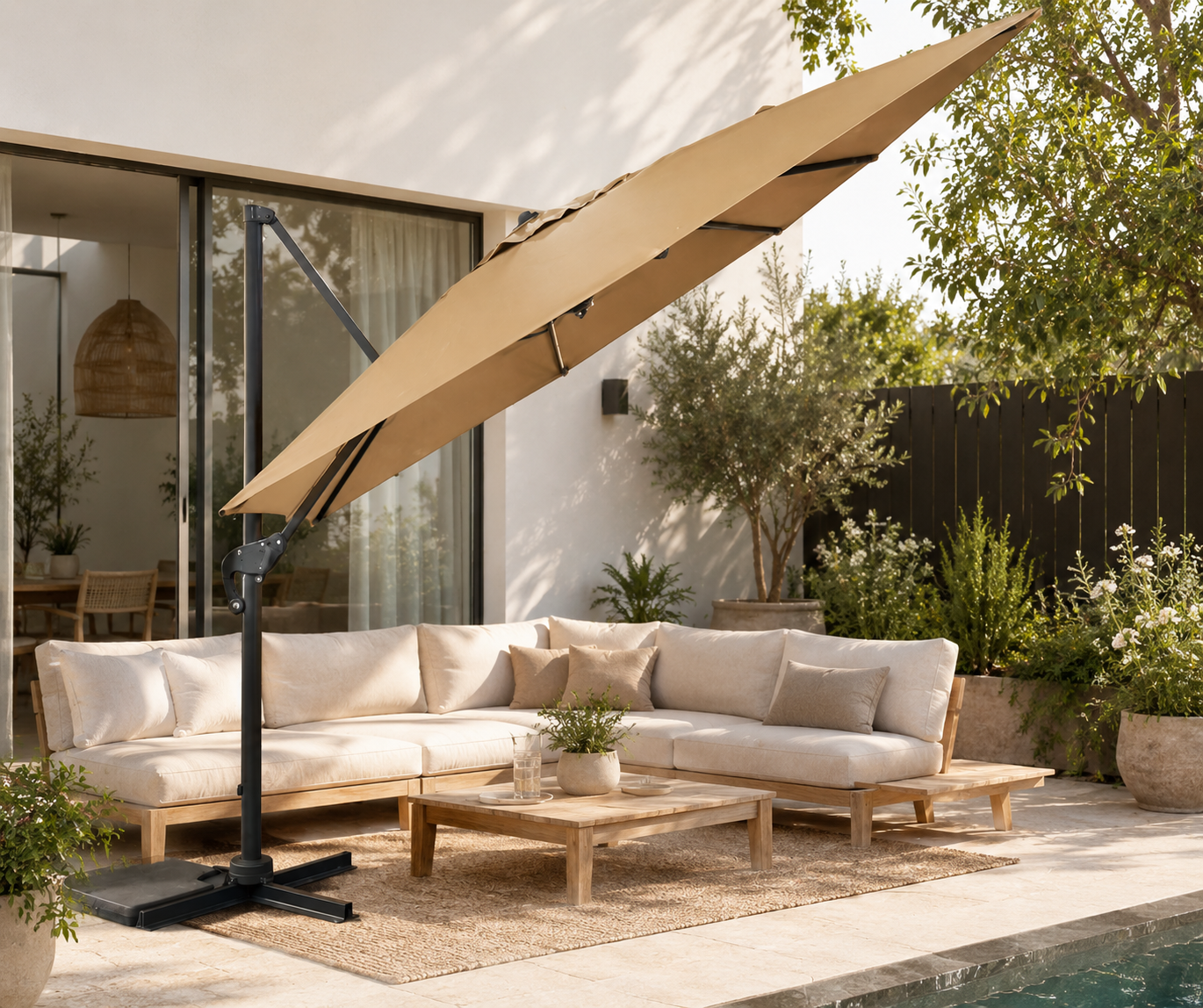 10ft Cantilever Square Umbrella Tan