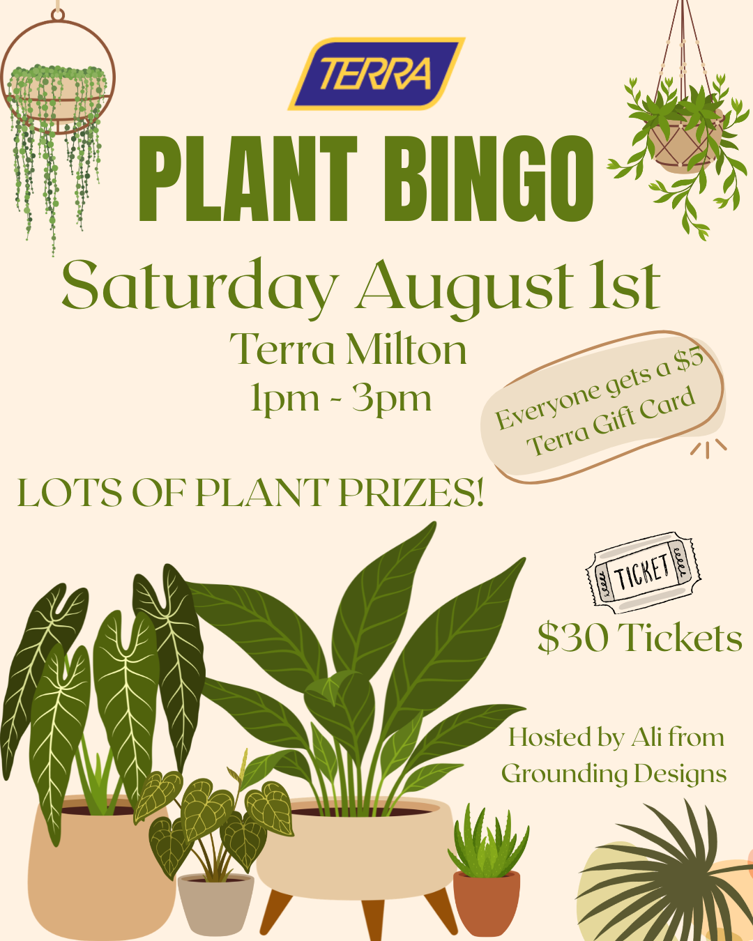 SOLD OUT Plant Bingo at TERRA Milton