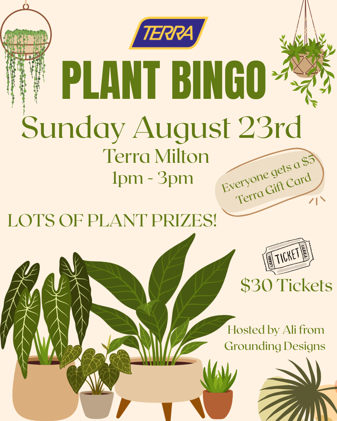 SOLD OUT Plant Bingo at TERRA Milton